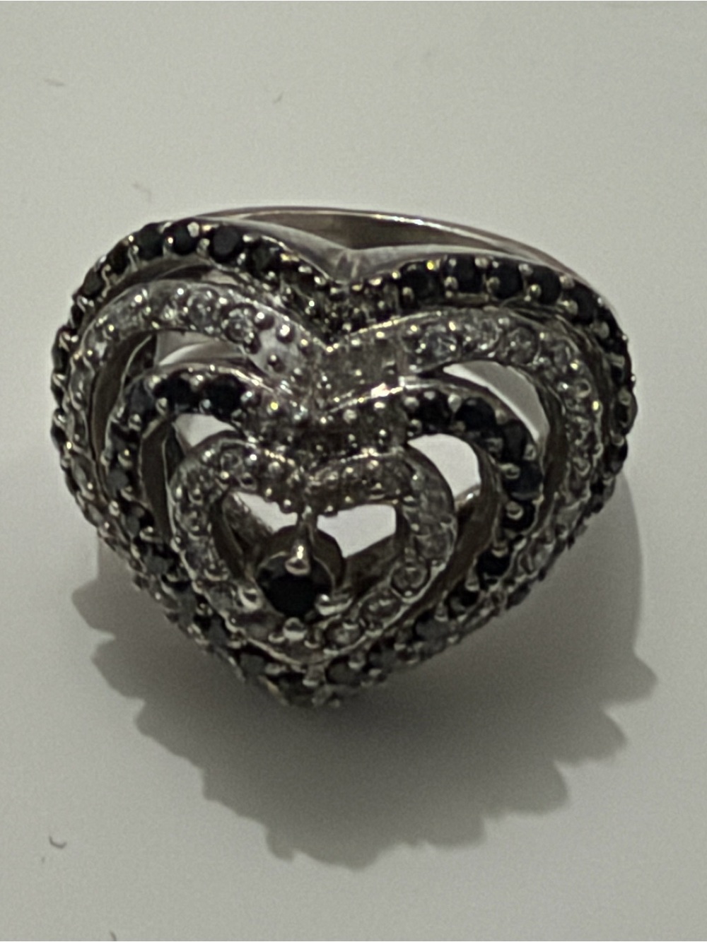 925 Silver Ring Minimalist Glossy White Box Accent
